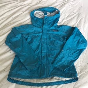Blue rain jacket